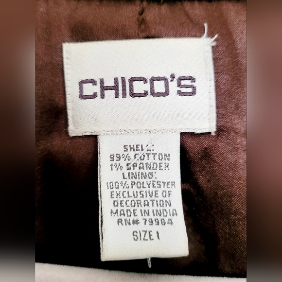 Chico's Women's Dark Blue Denim Embroidered Beaded Jacket 99%Cotton 1/Small - Picture 4 of 16